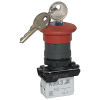 Кнопка грибовидная КМЕ 5611мК 1НО+0НЗ IP65 с ключом с фиксацией красн. | код.248257 | КЭАЗ